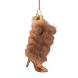 Ornament Glass Brown Boot With Faux Fur - Vondels - Gaines Jewelers