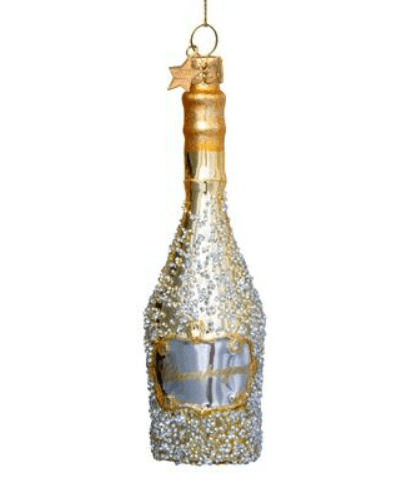 Ornament Glass Gold Champagne Bottle w/ Diamond - Vondels - Gaines Jewelers