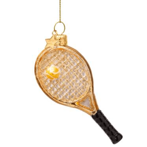 Ornament Glass Gold Tennis Racket - Vondels - Gaines Jewelers