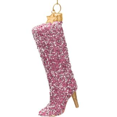 Ornament Glass Opal Pink Diamond Boot - Vondels - Gaines Jewelers