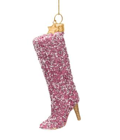 Ornament Glass Opal Pink Diamond Boot - Vondels - Gaines Jewelers
