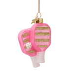 Ornament Glass Pink/ Green Pickleball - Vondels - Gaines Jewelers