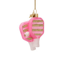 Ornament Glass Pink/ Green Pickleball - Vondels - Gaines Jewelers