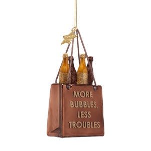 Ornament Glass Shopping Bag With Bottles - Vondels - Gaines Jewelers