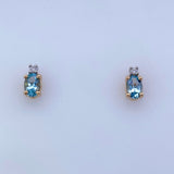 Oval Aqua and diamond Stud Earrings 14kt Yellow Gold - Rego - Gaines Jewelers