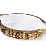 Oval Casserole Basket with Stoneware Roaster, Large 4QT - Gaines Jewelers