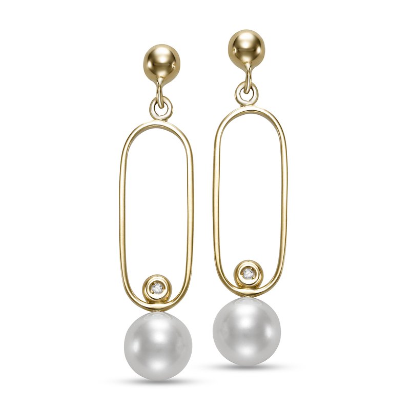 Oval Drop Earrings in 14kt and 7-7.50mm Freshwater Pearls - Mastoloni - Gaines Jewelers