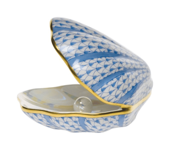 Oyster with Pearl in Blue - Herend - Gaines Jewelers