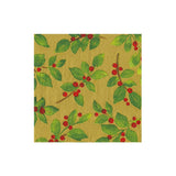 Painted Holly Gold Cocktail Napkin - Caspari - Gaines Jewelers