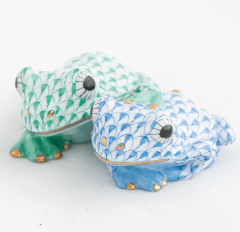 Pair of Frogs in Green and Blue - Herend - Gaines Jewelers