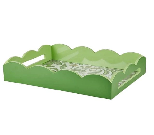 Palm Beach Green Lacquered Scallop Medium Tray - Addison Ross - Gaines Jewelers