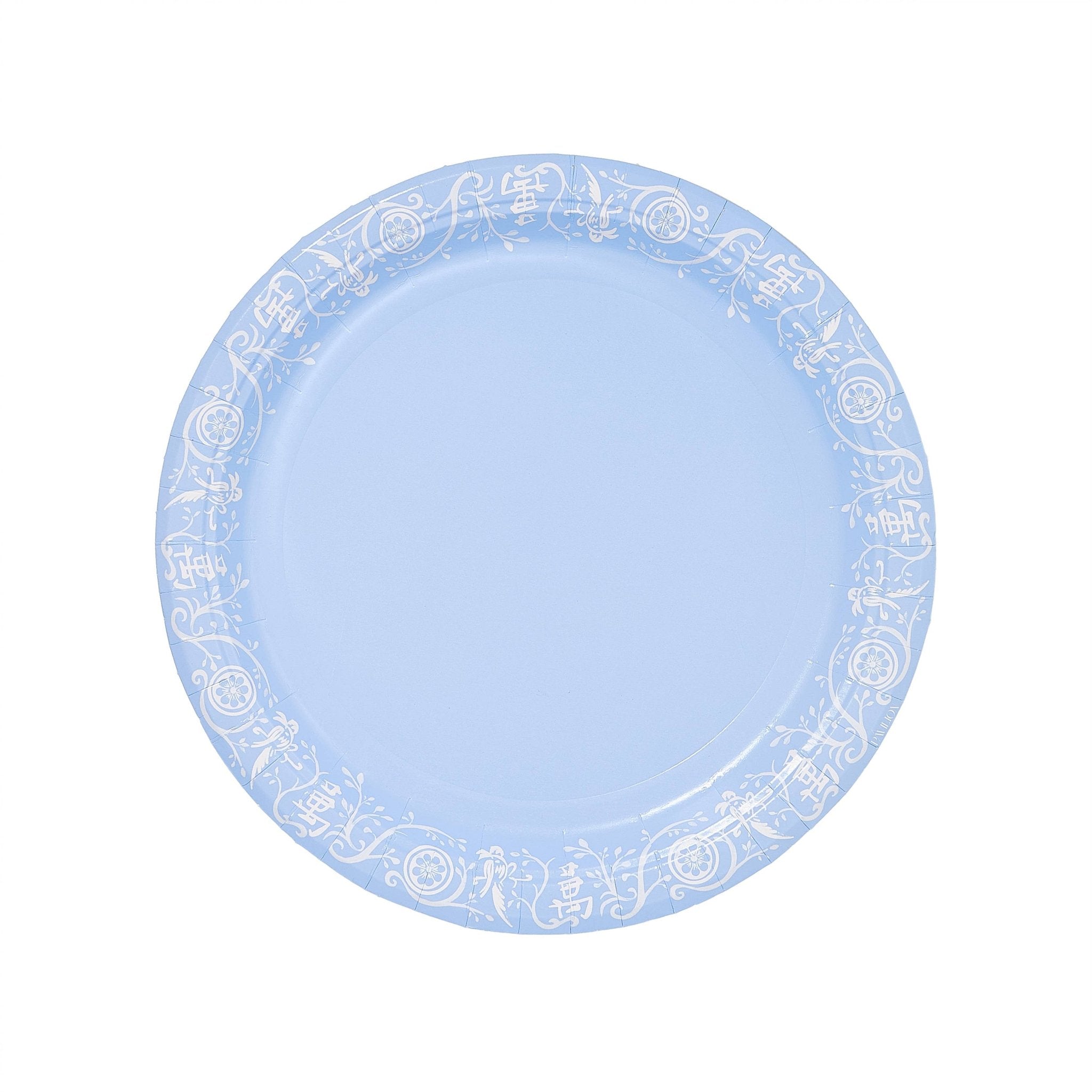 Pavilion Paper - Mahjong Jasperware Inspired Dinner Paper Plates - Pack of 8: Blue - Gaines Jewelers