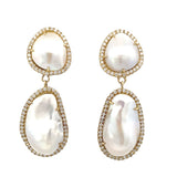 Pearl and Diamond Drop Earrings 14k Yellow Gold - Raymond Mazza - Gaines Jewelers
