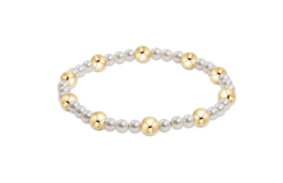 Pearl Sincerity Pattern 4mm Bead Bracelet - 6mm Gold - Gaines Jewelers