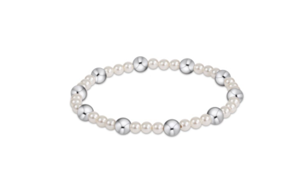 Pearl Sincerity Pattern 4mm Bead Bracelet - 6mm Sterling - Gaines Jewelers