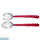 Pearled Red Salad Servers - Mariposa - Gaines Jewelers