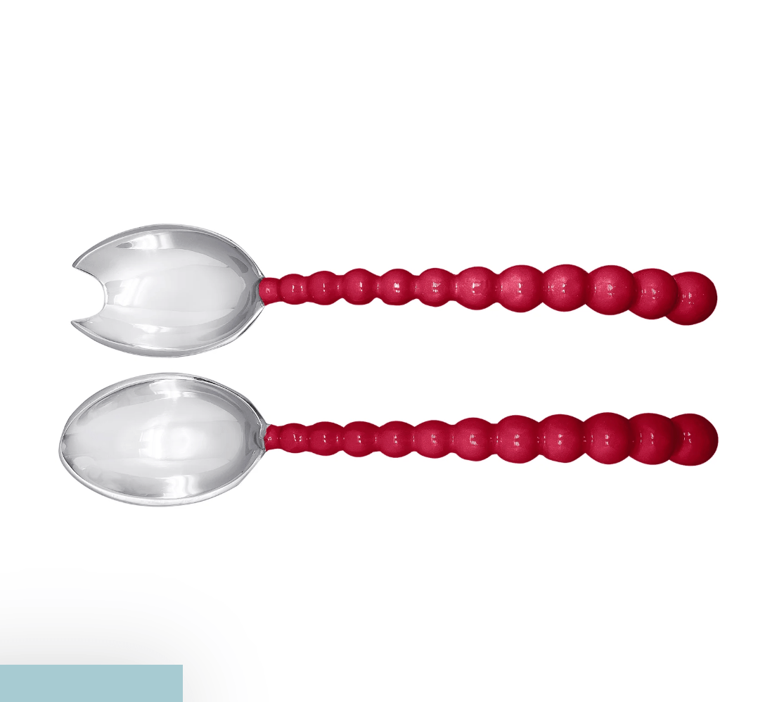 Pearled Red Salad Servers - Mariposa - Gaines Jewelers