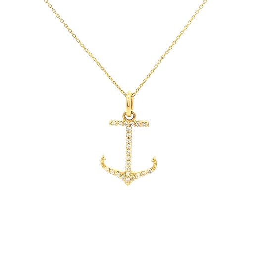 Pendant diamond anchor 18" chain - Gaines Jewelers