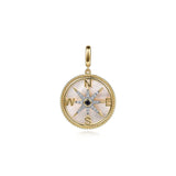 Pendant - Diamond & Blue Sapphire Compass Medallion 14kt yg - Gaines Jewelers