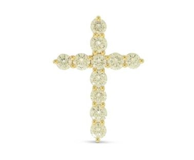 Pendant diamond cross 11=1.08ct 18kt yellow gold - nemati - Gaines Jewelers