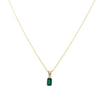 Pendant - lab emerald, emerald cut with tiny diamond at top 14kt yellow gold - Gaines Jewelers