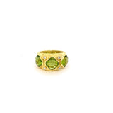 Peridot and diamond ring with clover shapes in 14kt yellow gold by Raymond Mazza - Gaines Jewelers
