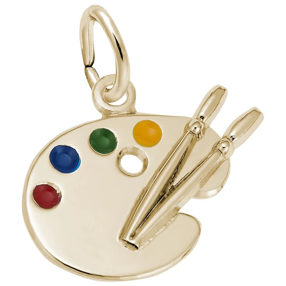 Petite artist palette charm 10kt yellow gold - Gaines Jewelers