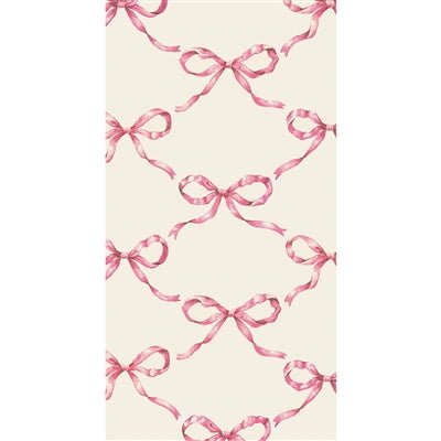 Pink Bow Lattice Guest Napkin - Pack of 16 - Hester & Cook - Gaines Jewelers