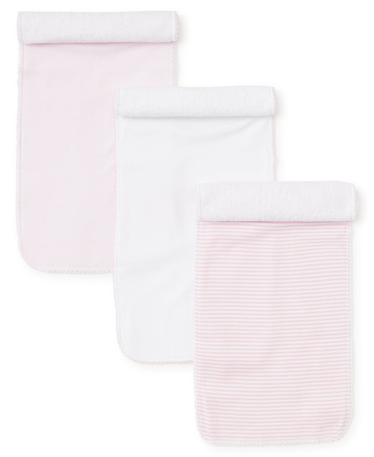 Pink Stripe 3 Pack Burp Set w/ Tulle Bag- Kissy Kissy - Gaines Jewelers