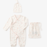 Pink Swan Print Organic Cotton Pointelle Layette 2 Pc Gift Set NB - Elegant Baby - Gaines Jewelers