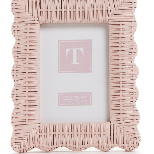 Pink Wicker Picture Frame 4x6 - Twos Company - Gaines Jewelers