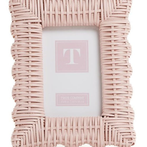 Pink Wicker Picture Frame 5x7 - Twos Company - Gaines Jewelers