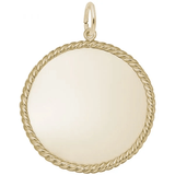Plain Extra Large Round Rope Disc Charm - Gold Plated - Rembrandt Charms - Gaines Jewelers