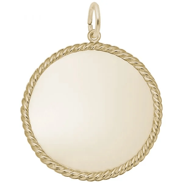 Plain Extra Large Round Rope Disc Charm - Gold Plated - Rembrandt Charms - Gaines Jewelers