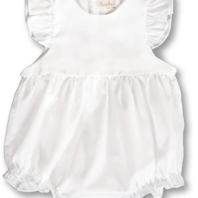 Plain White Ruffled Girls Angel Sleeve Bubble - Rosalina - Gaines Jewelers