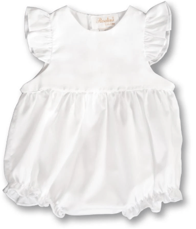 Plain White Ruffled Girls Angel Sleeve Bubble - Rosalina - Gaines Jewelers