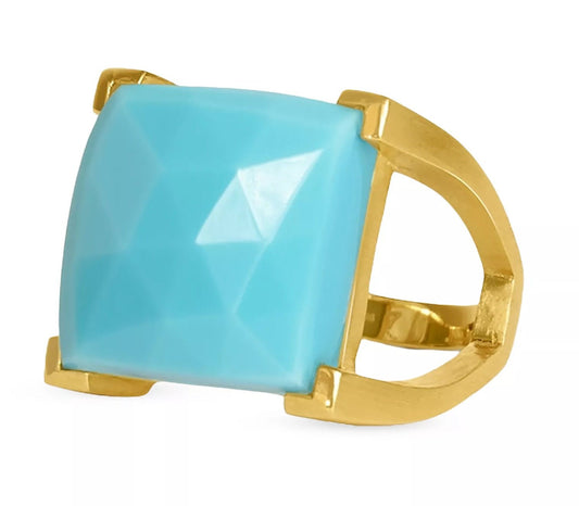 Plaza Ring Gold - Turquoise Sky - Gaines Jewelers