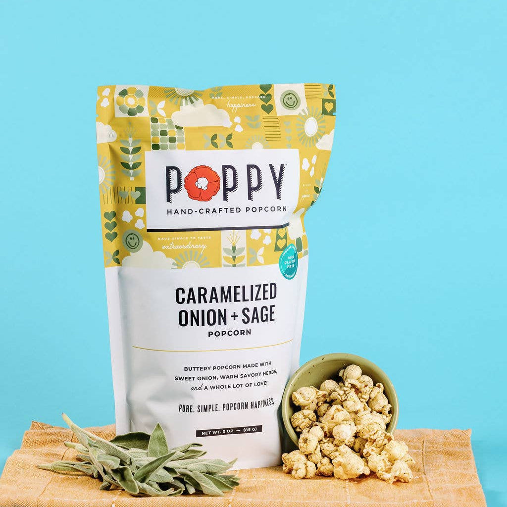 Poppy Hand-Crafted Popcorn - Caramelized Onion + Sage Popcorn- Fall Seasonal - Gaines Jewelers