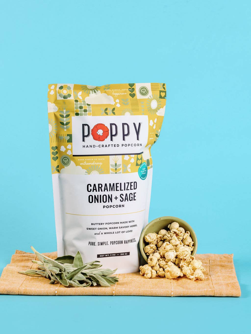 Poppy Hand-Crafted Popcorn - Caramelized Onion + Sage Popcorn- Fall Seasonal - Gaines Jewelers