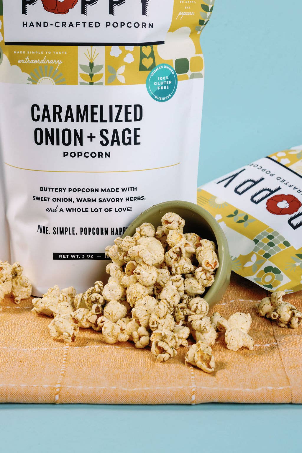 Poppy Hand-Crafted Popcorn - Caramelized Onion + Sage Popcorn- Fall Seasonal - Gaines Jewelers