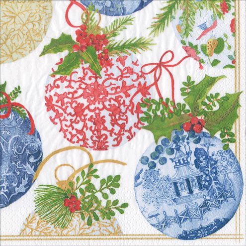 Porcelain Ornaments Napkin Luncheon - 20 Per Package - Caspari - Gaines Jewelers