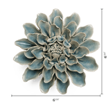 Powder Blue Aphrodite Dahlia Ceramic Wall Flower - Chive - Gaines Jewelers