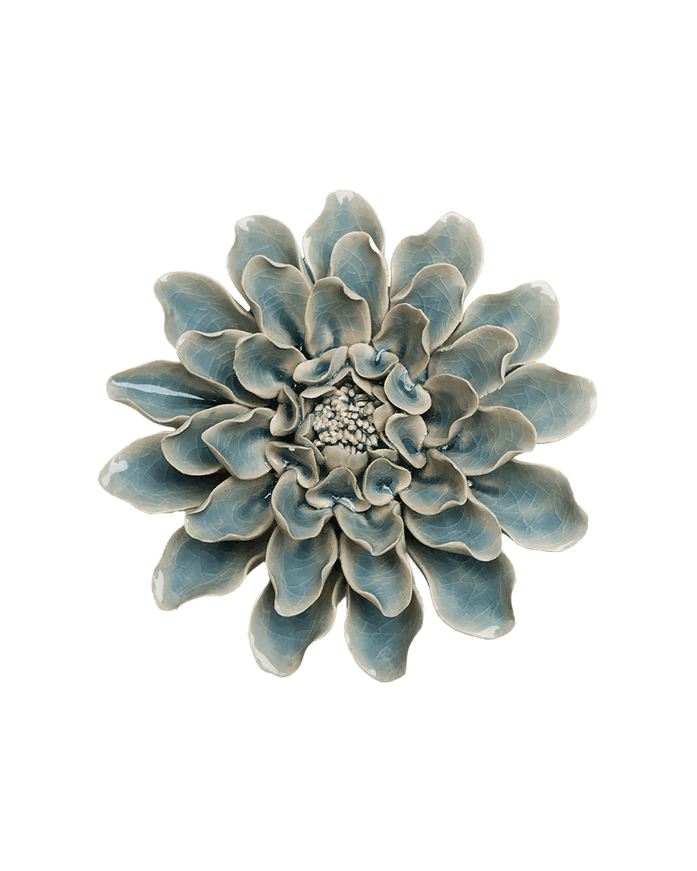 Powder Blue Aphrodite Dahlia Ceramic Wall Flower - Chive - Gaines Jewelers