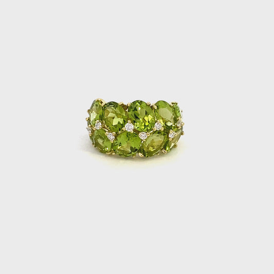 Peridot diamond dome ring 14kt yellow gold