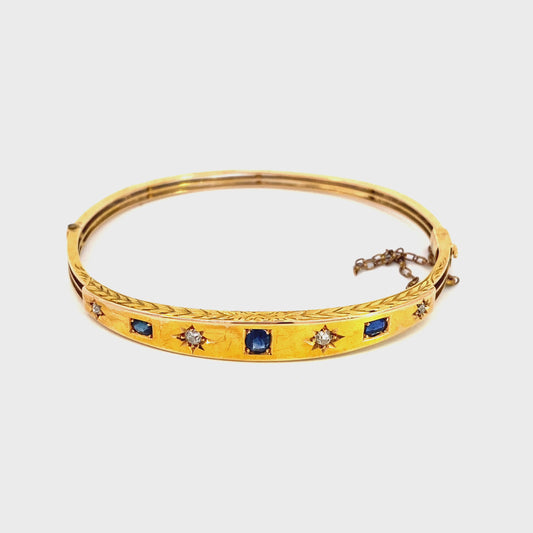Antique bracelet sapphire and diamond bangle