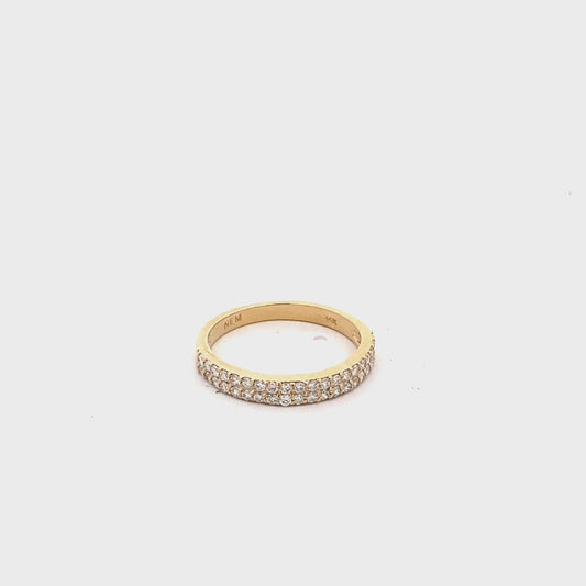 Ring diamond anniversary double row 38=.38ct 14kt yellow gold