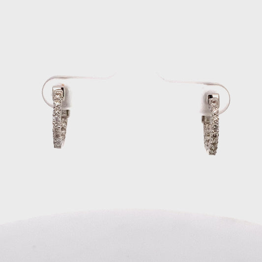 Earrings diamond hoops 22=.50ct 14kt white gold