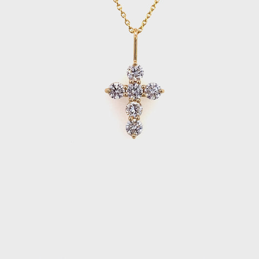 Necklace diamond cross=0.67ct 14kt yellow gold