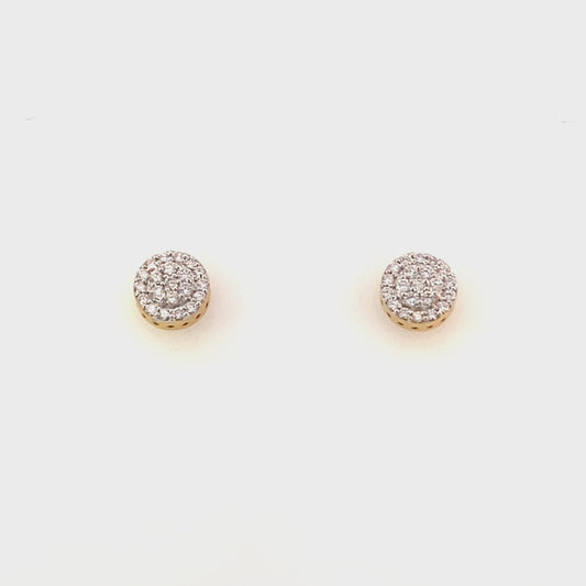 Earrings- diamond cluster studs 14kt yellow gold