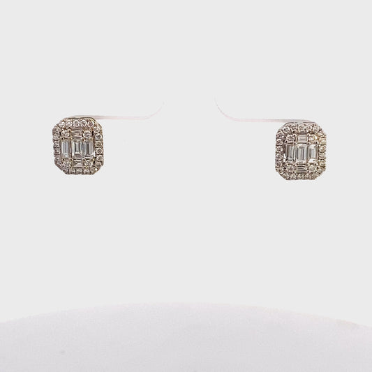 Earrings diamond rectangular shape studs